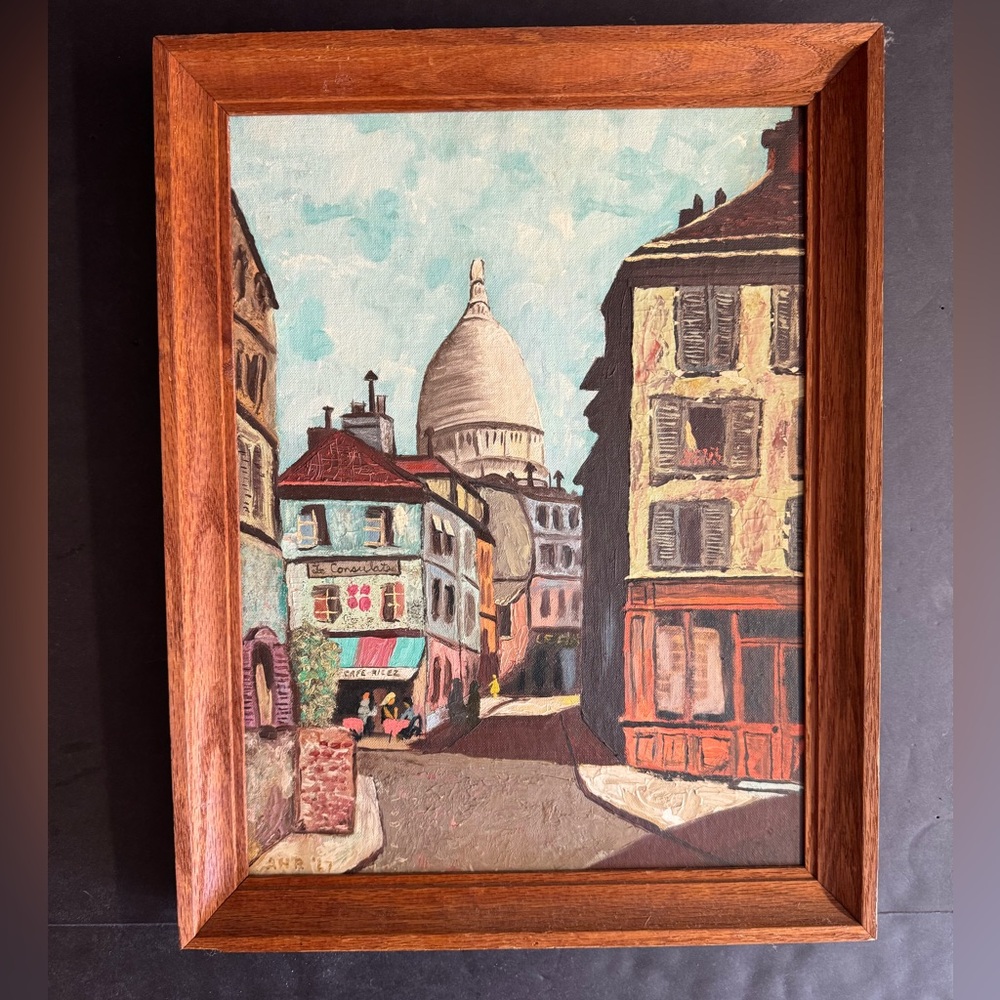1967 Original Signed oil painting.Featuring Montmartre district of Paris.